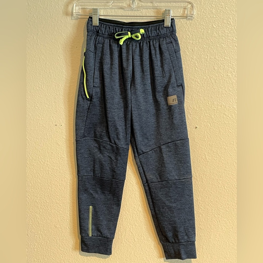 Russell Athletic Dark Blue Joggers with Neon Green Highlights